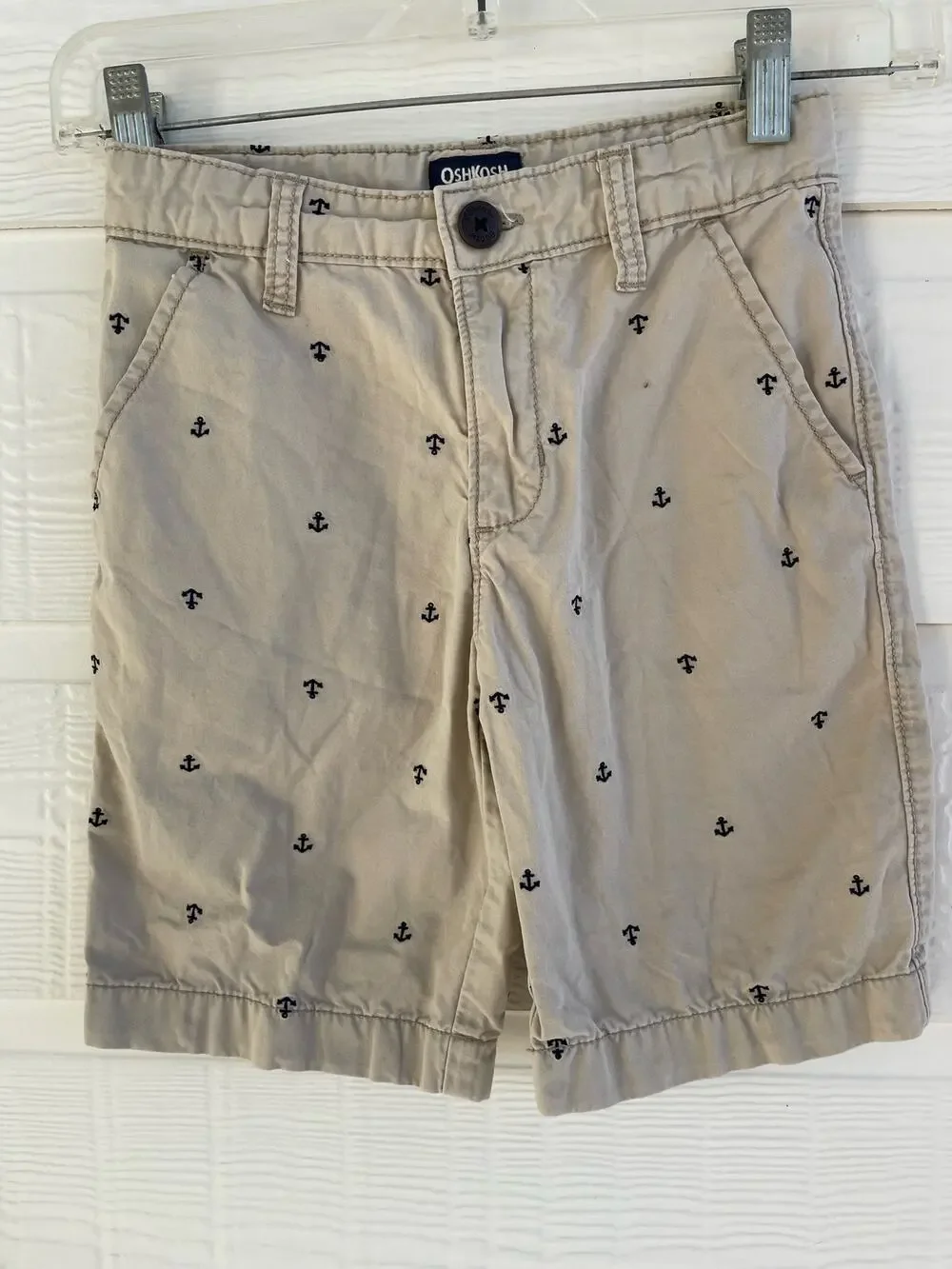 OshKosh B/Gosh youth shorts 7 khaki with anchors 100% cotton